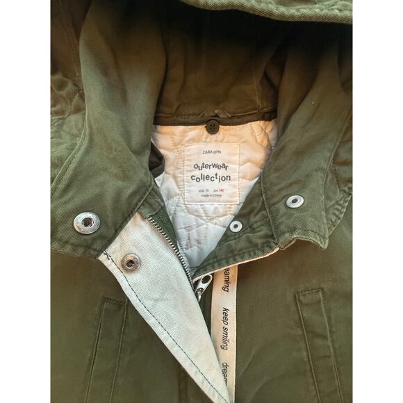 ZARA Girls “Dream Big” Embroidered Parka Jacket with Hood | Size 10 (140 cm) - Picture 3 of 15